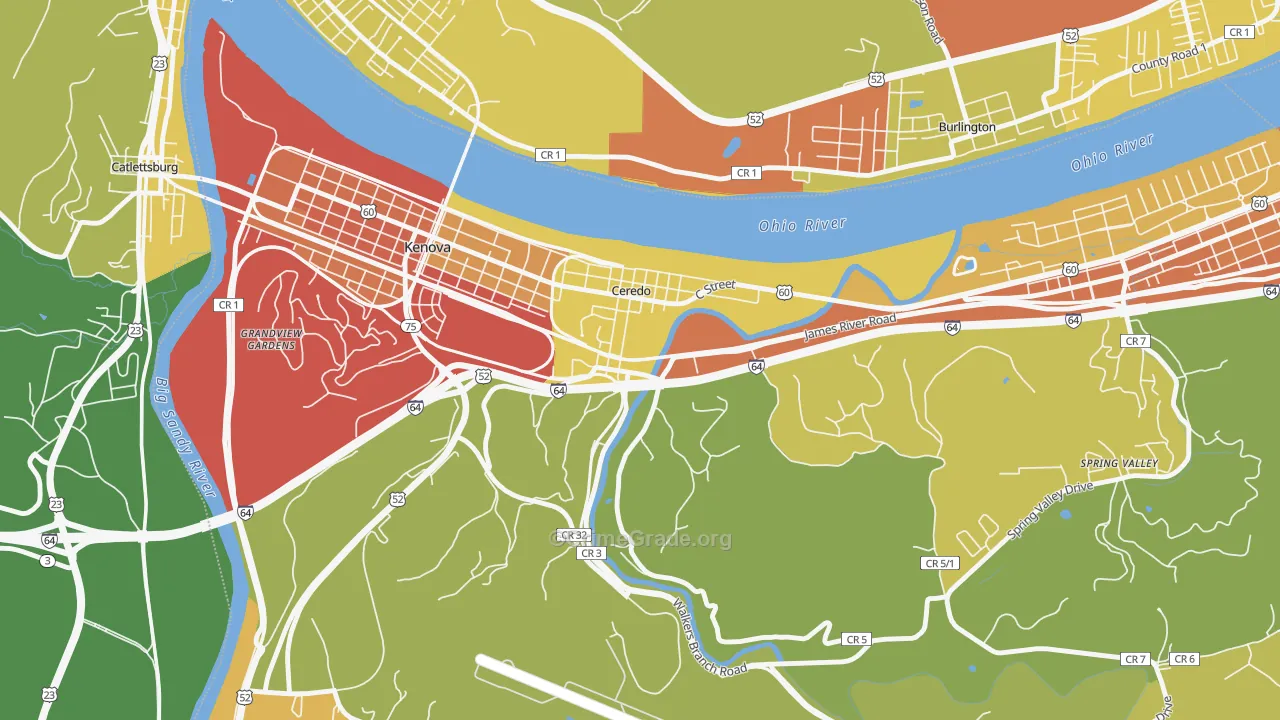 Ceredo, WV Map of Murder Rates