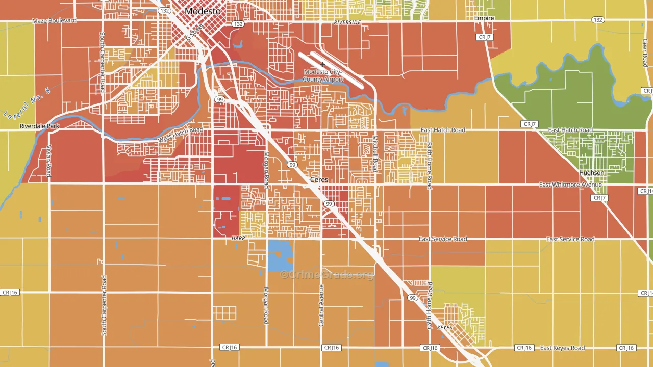 Ceres, CA Map of Murder Rates