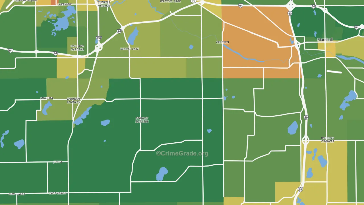 Ceresco, MI Map of Murder Rates