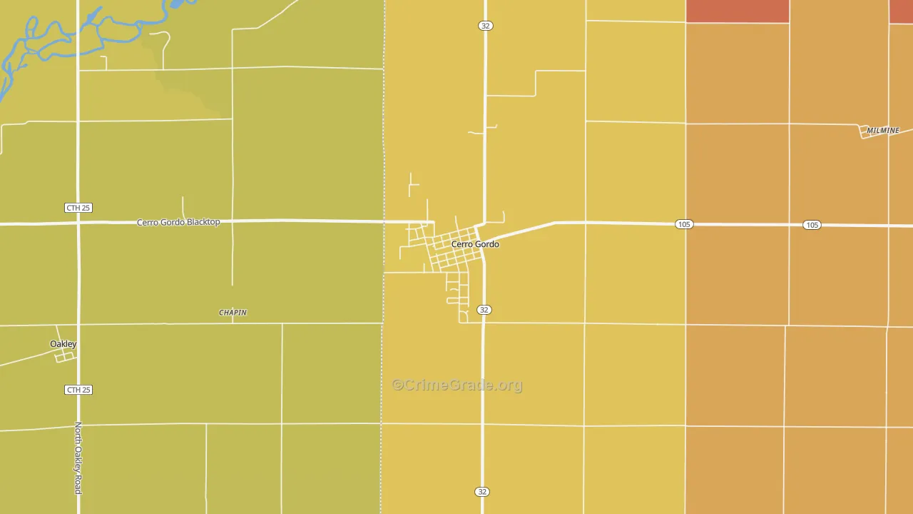 Cerro Gordo, IL Map of Murder Rates