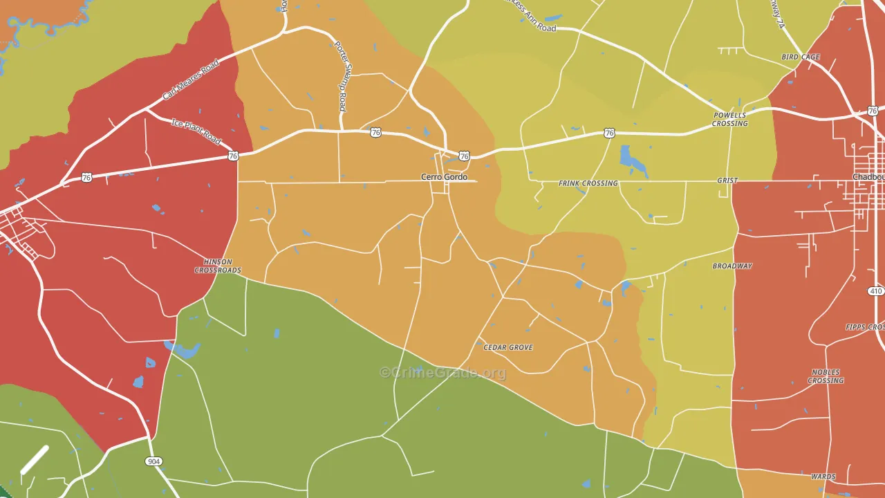 Cerro Gordo, NC Map of Murder Rates