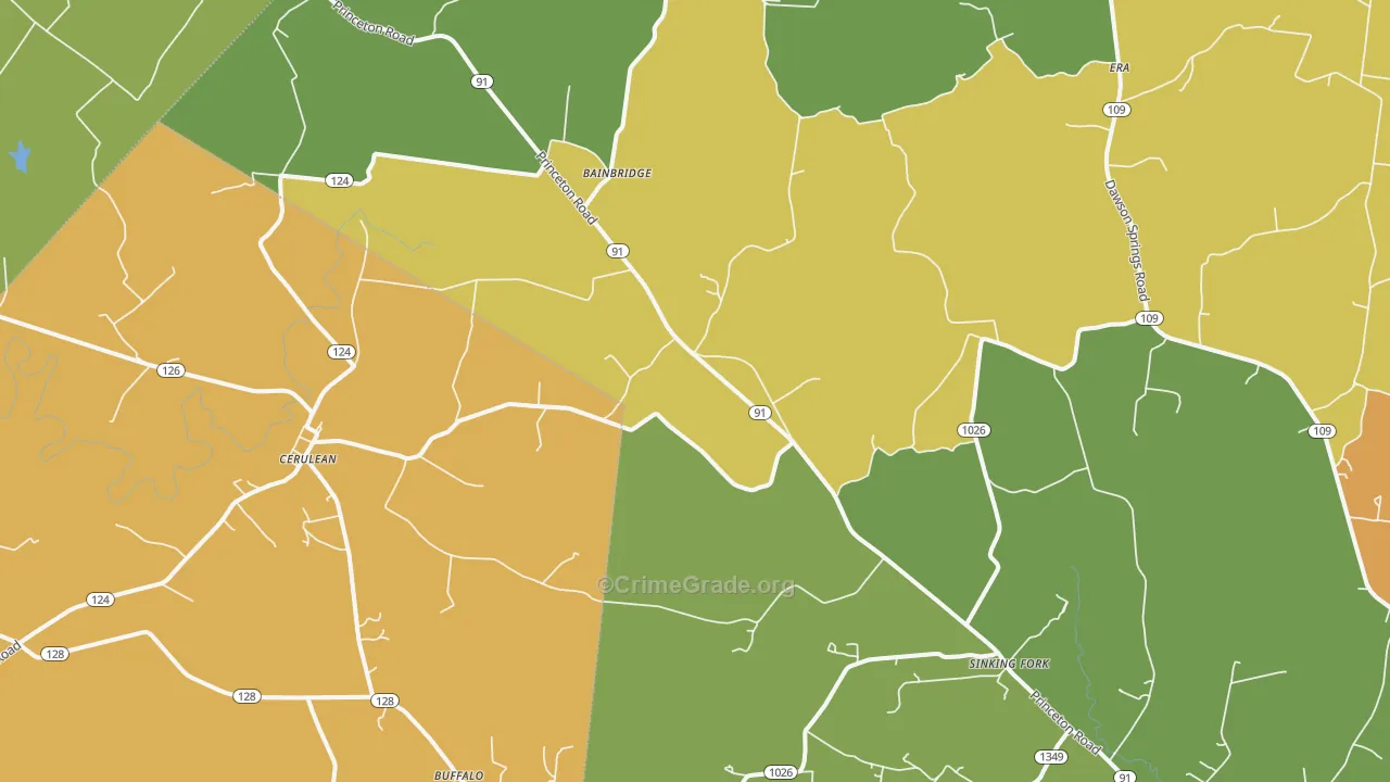 Cerulean, KY Map of Murder Rates