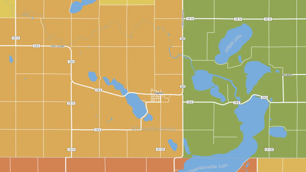 Ceylon, MN Map of Murder Rates
