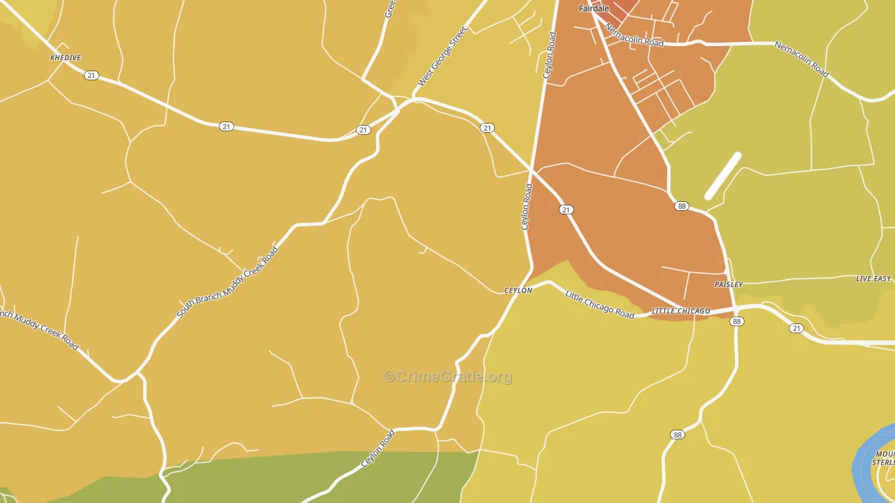 Ceylon, PA Map of Murder Rates