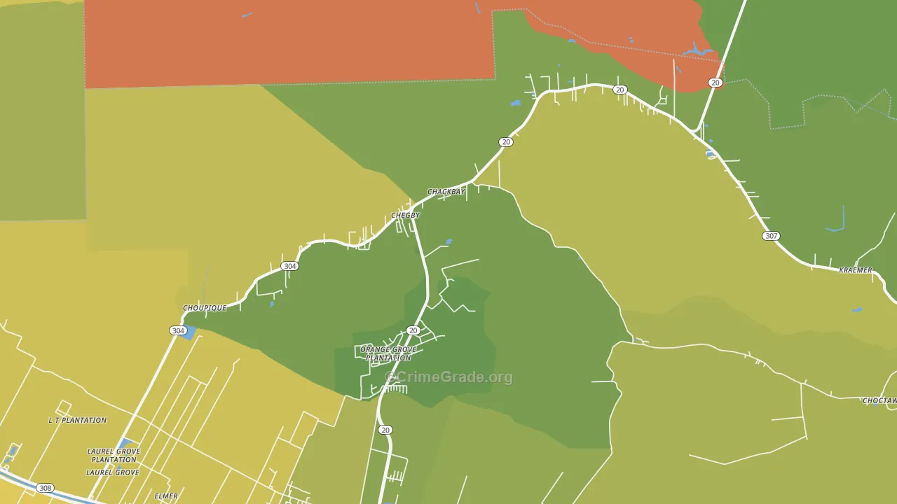 Chackbay, LA Map of Murder Rates