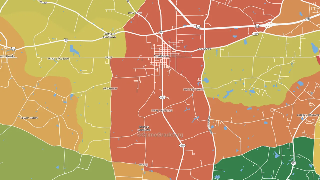 Chadbourn, NC Map of Murder Rates