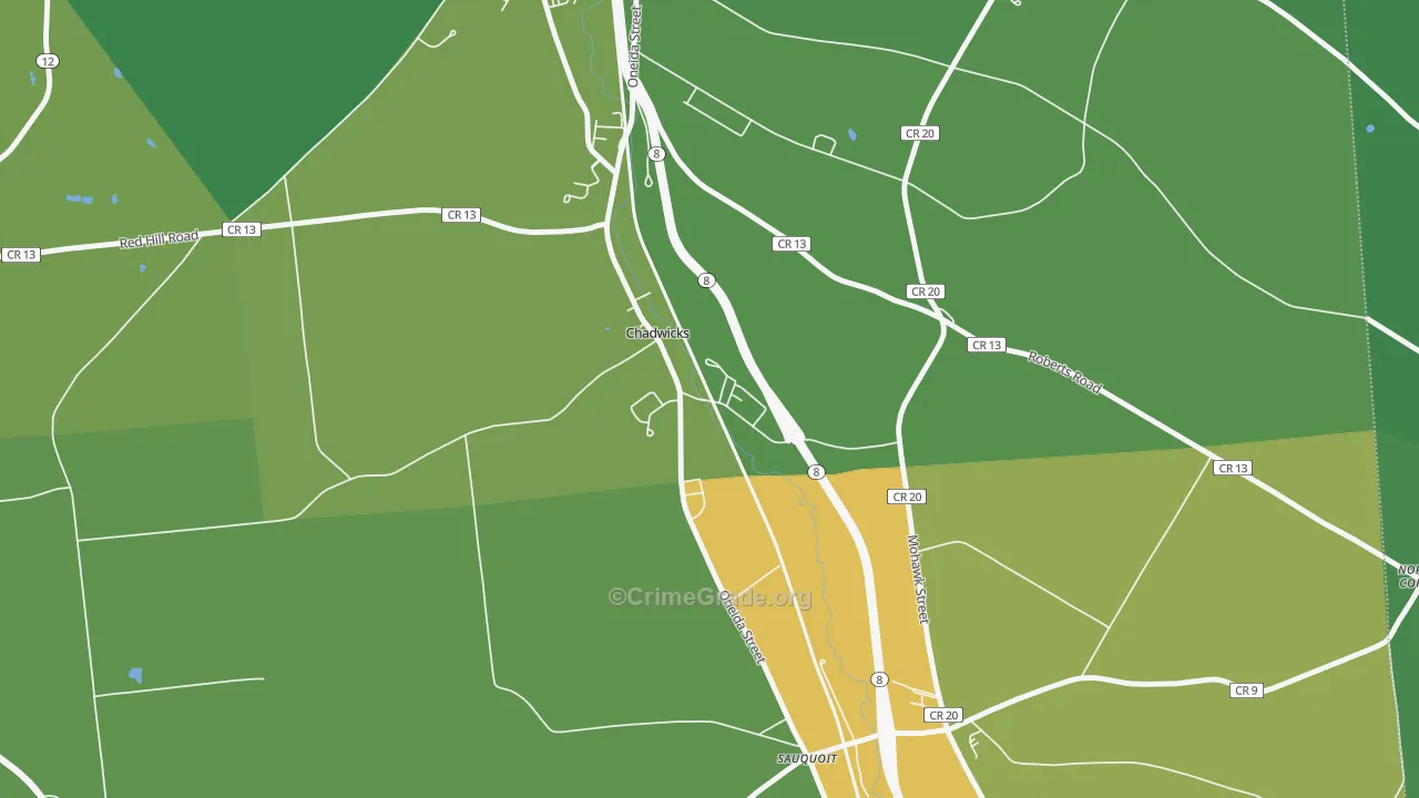Chadwicks, NY Map of Murder Rates