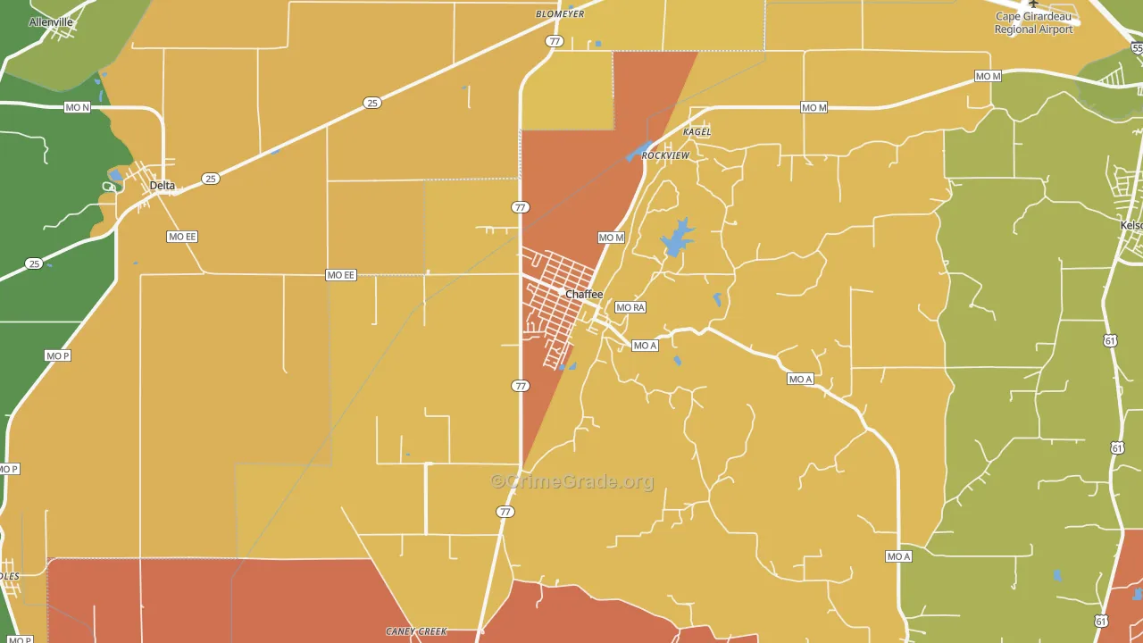 Chaffee, MO Map of Murder Rates