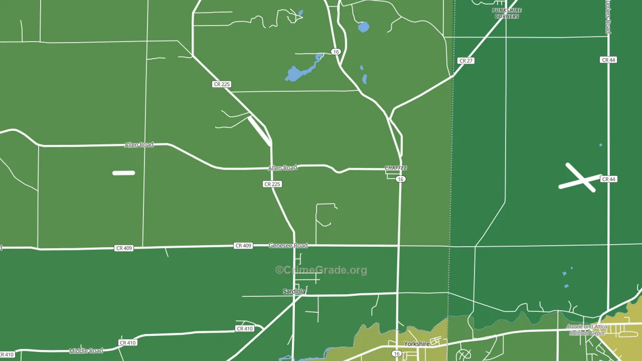 Chaffee, NY Map of Murder Rates