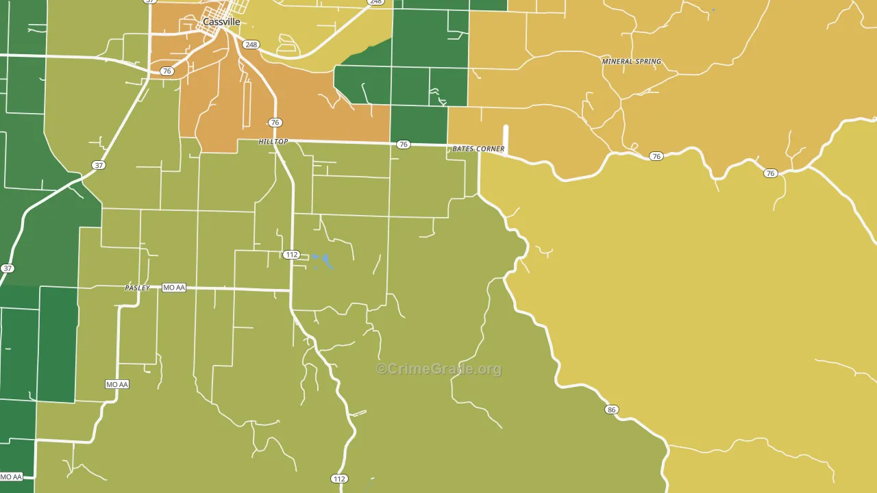 Chain-O-Lakes, MO Map of Murder Rates