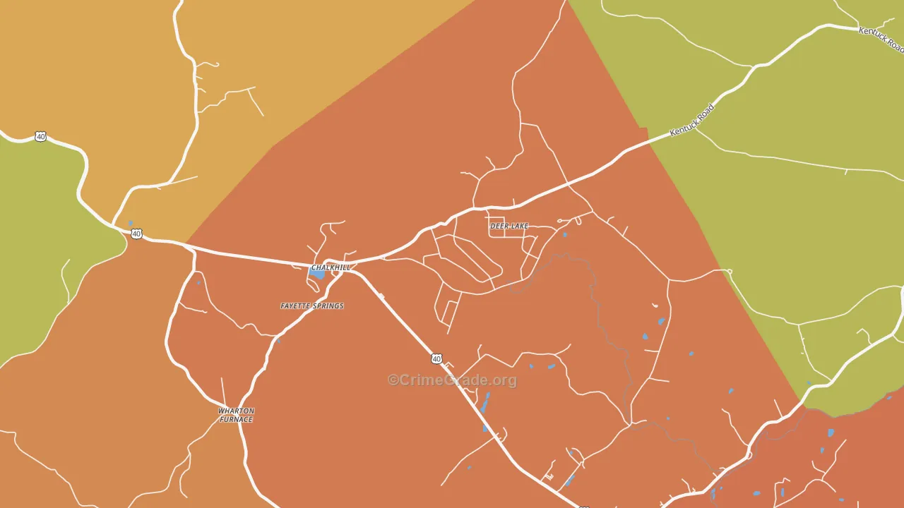 Chalkhill, PA Map of Murder Rates