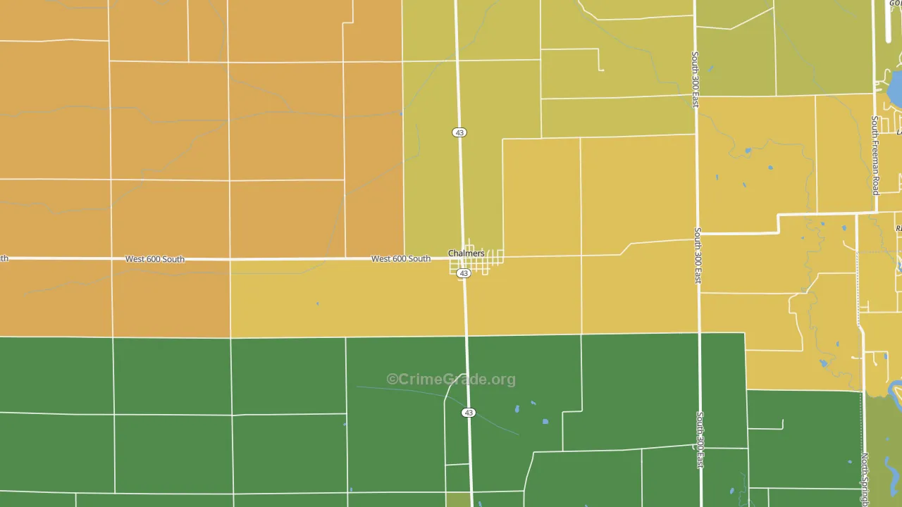 Chalmers, IN Map of Murder Rates