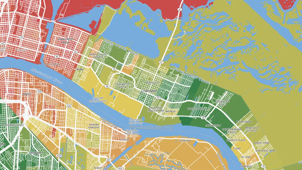 Chalmette, LA Map of Murder Rates