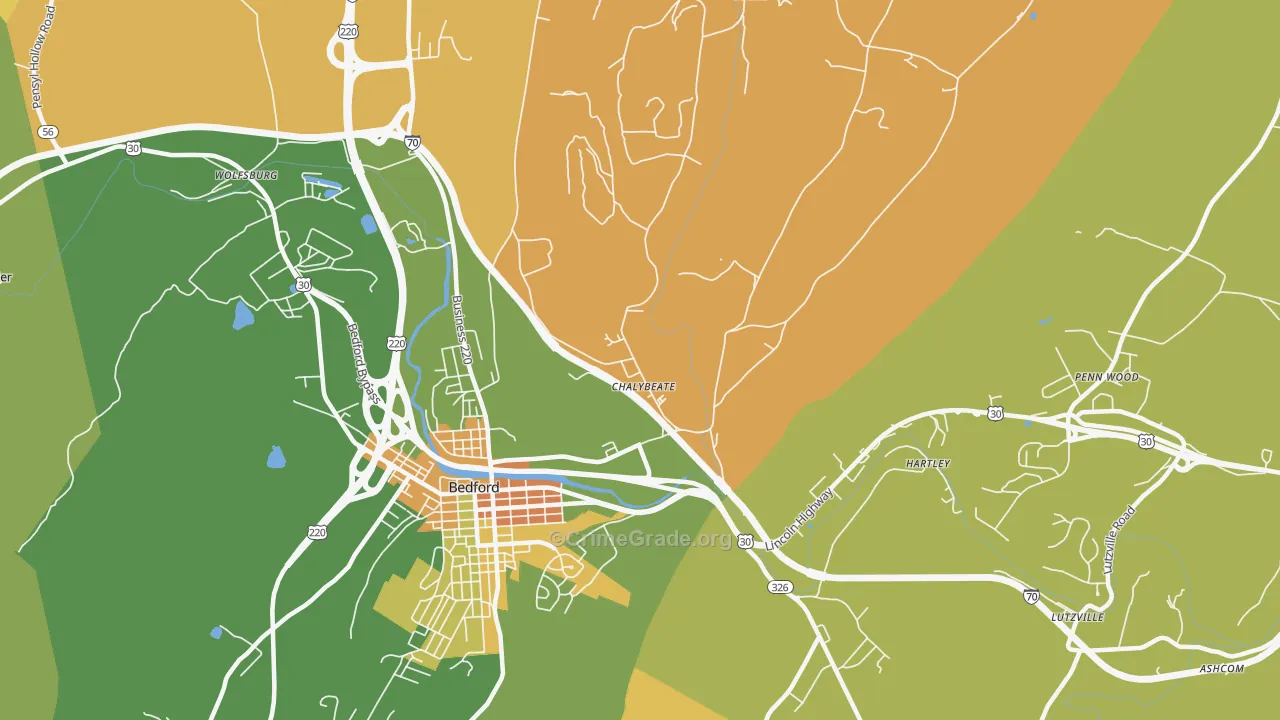 Chalybeate, PA Map of Murder Rates