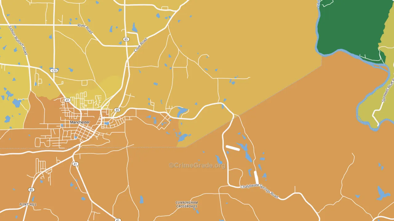Chalybeate Springs, GA Map of Murder Rates