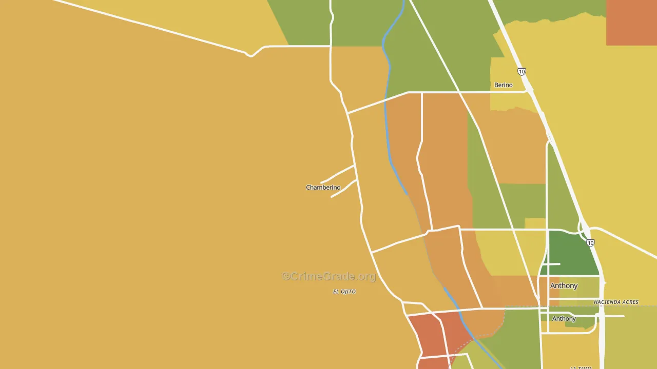 Chamberino, NM Map of Murder Rates