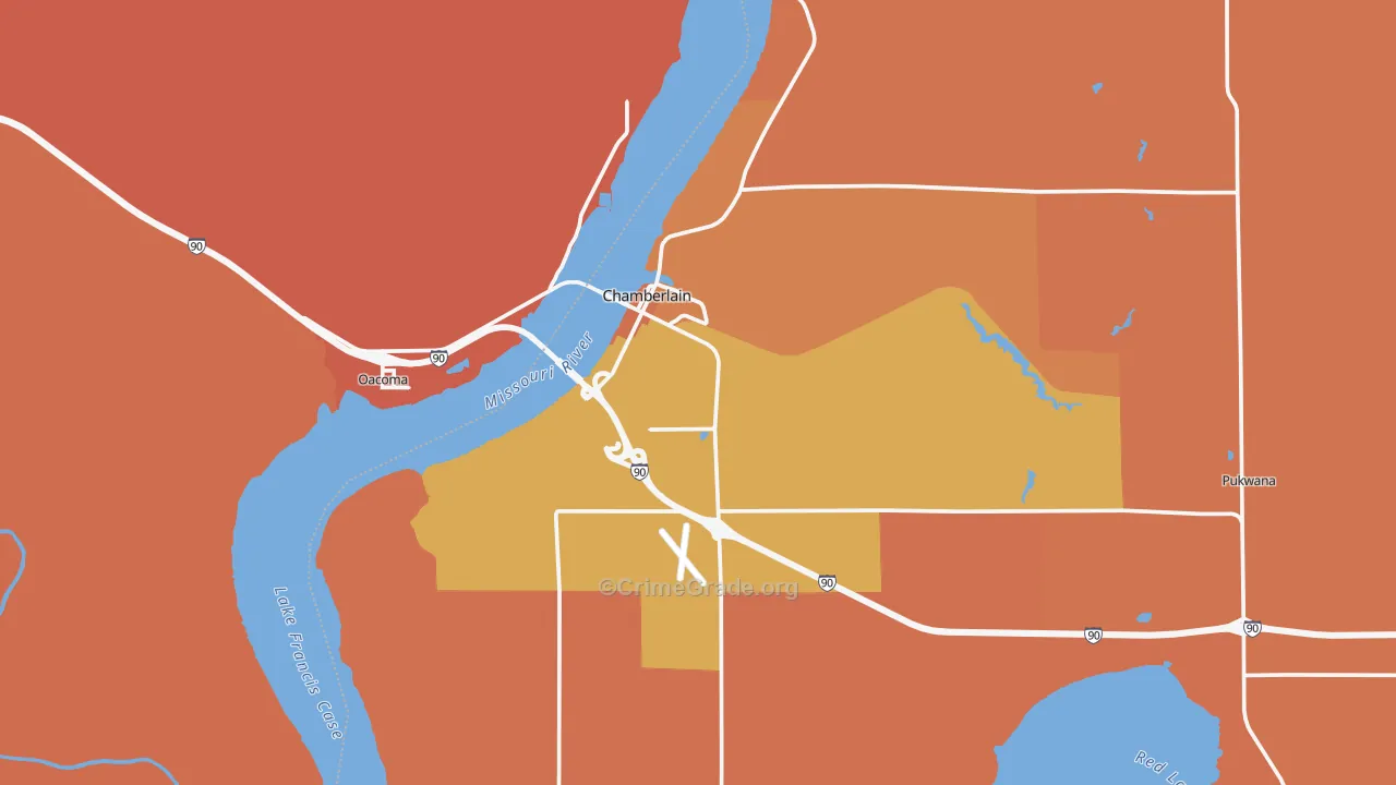 Chamberlain, SD Map of Murder Rates