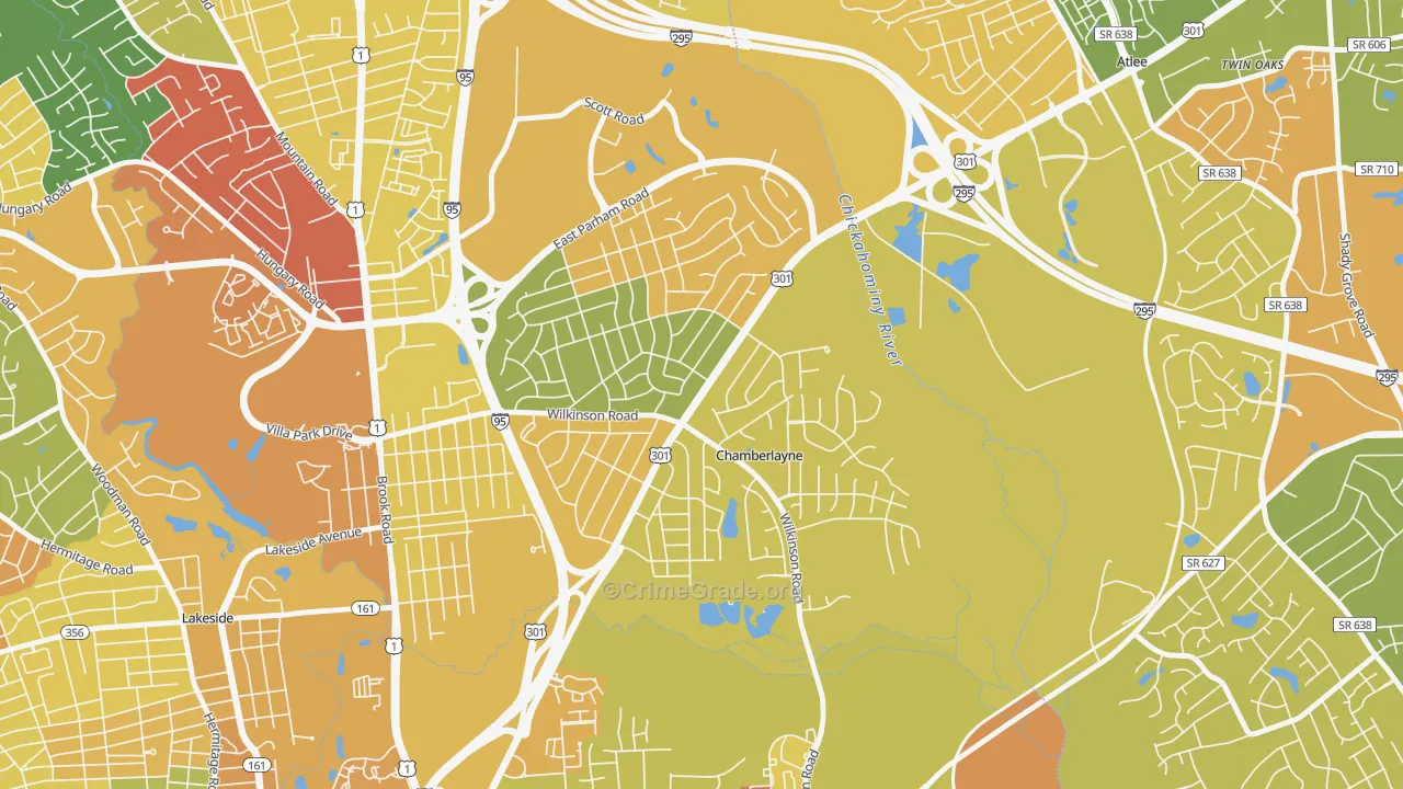 Chamberlayne, VA Map of Murder Rates