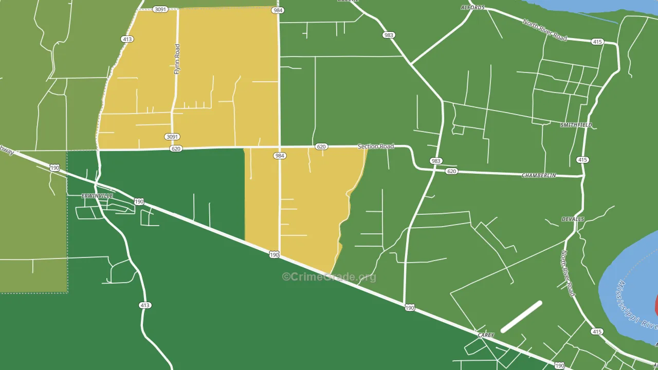 Chamberlin, LA Map of Murder Rates
