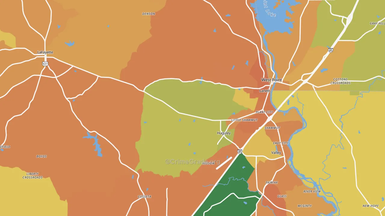 Chambers County, AL Map of Murder Rates