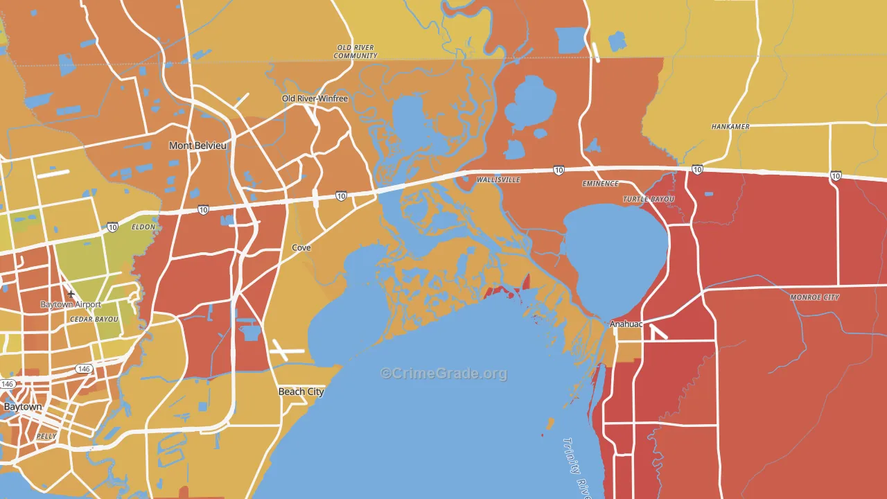 Chambers County, TX Map of Murder Rates