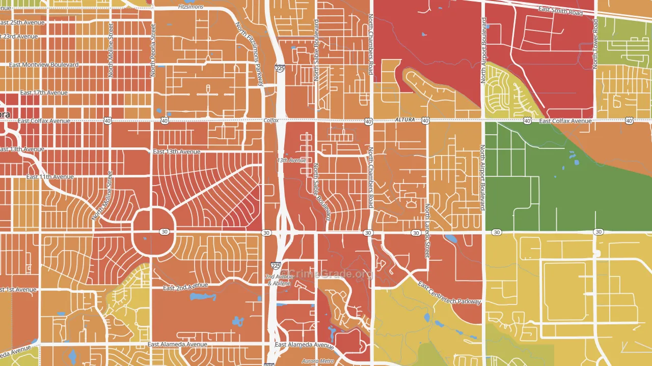 Chambers Heights, Aurora, CO Map of Murder Rates