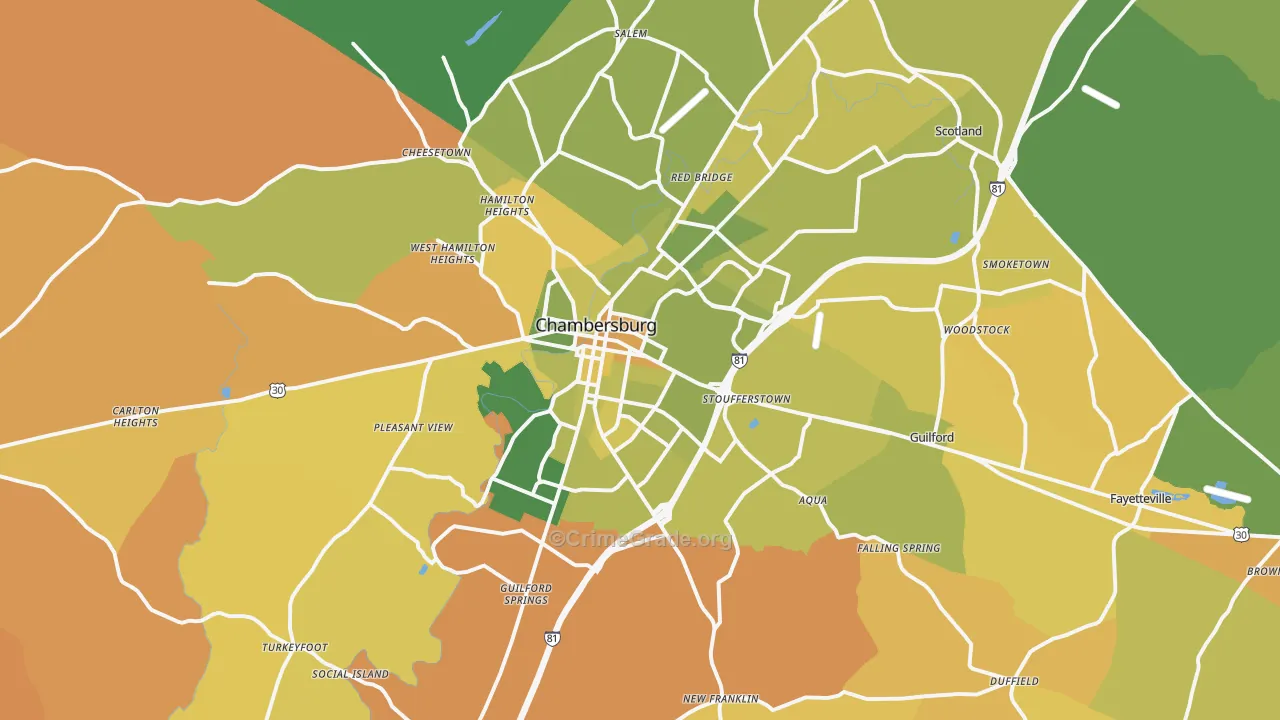Chambersburg, PA Map of Murder Rates