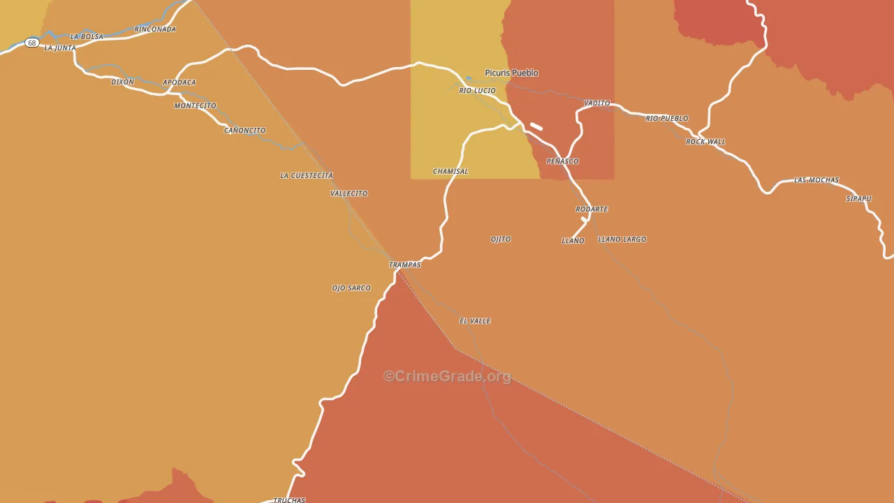 Chamisal, NM Map of Murder Rates