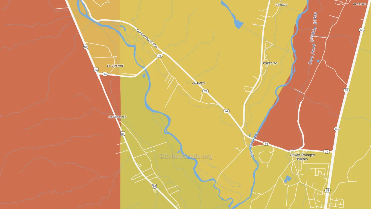 Chamita, NM Map of Murder Rates