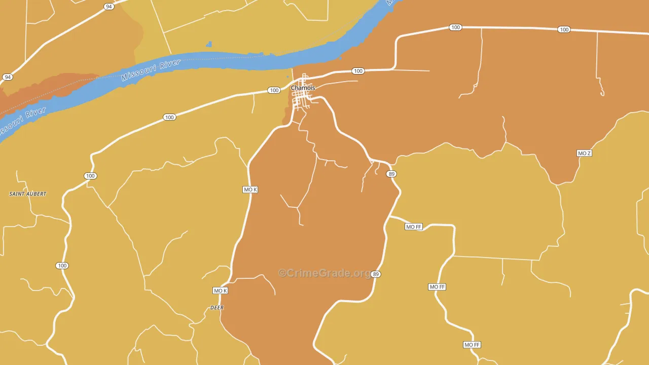 Chamois, MO Map of Murder Rates