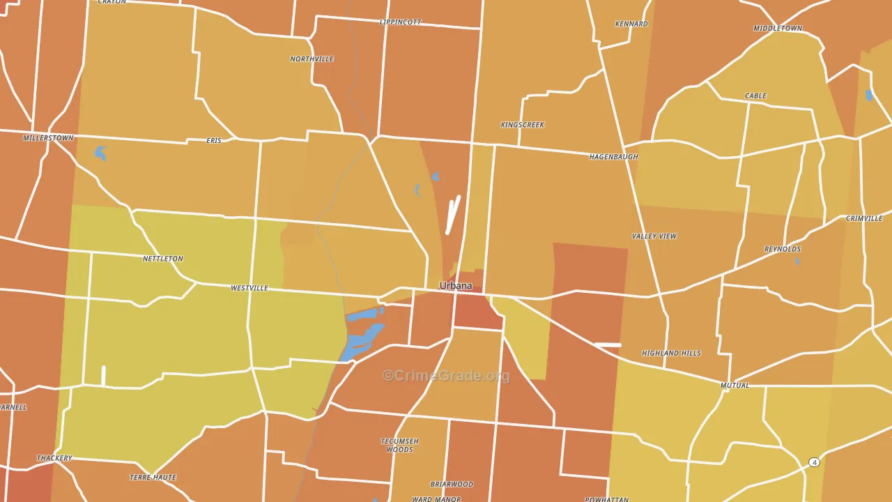 Champaign County, OH Map of Murder Rates