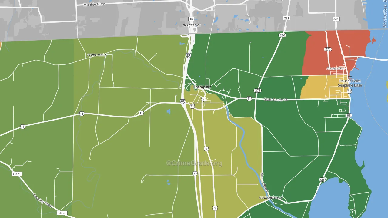 Champlain, NY Map of Murder Rates