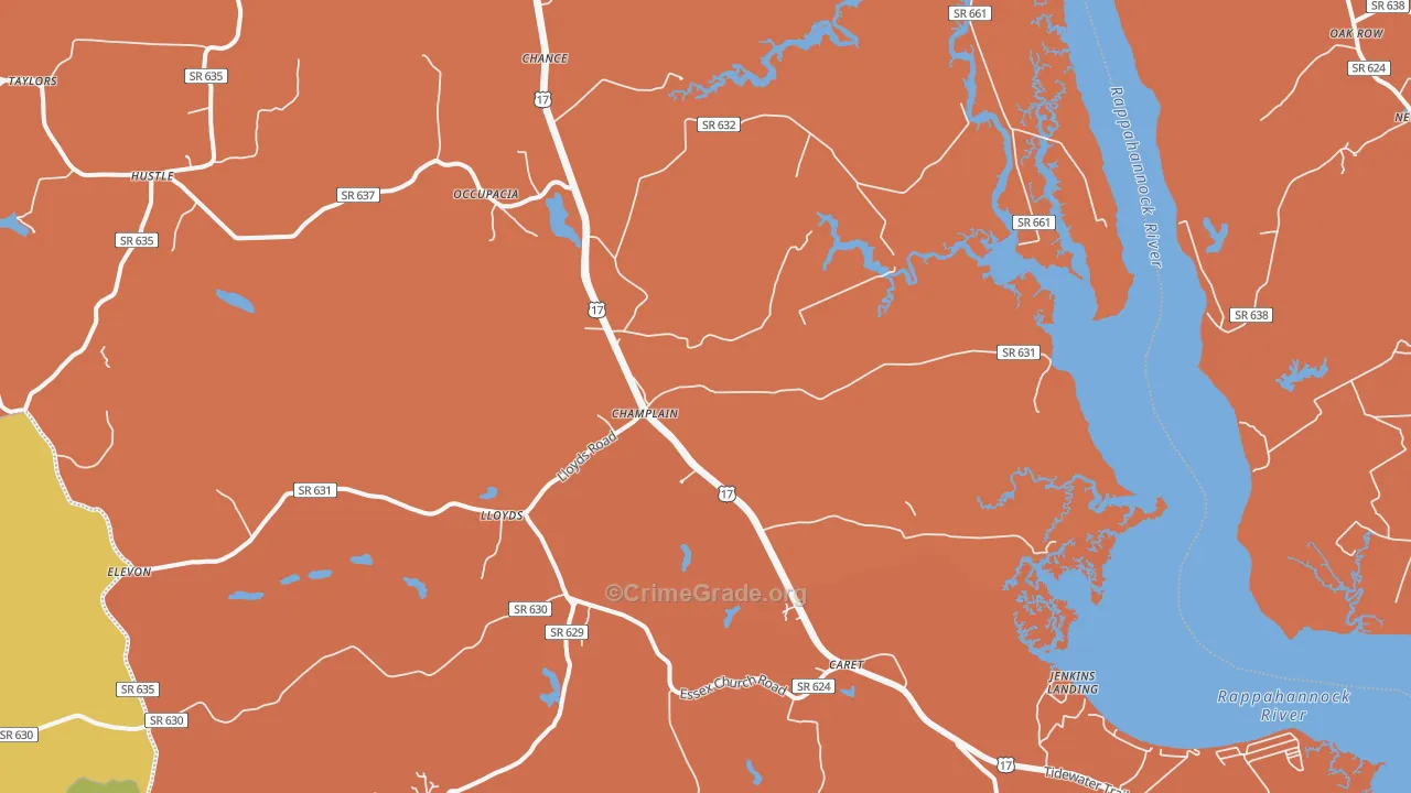 Champlain, VA Map of Murder Rates