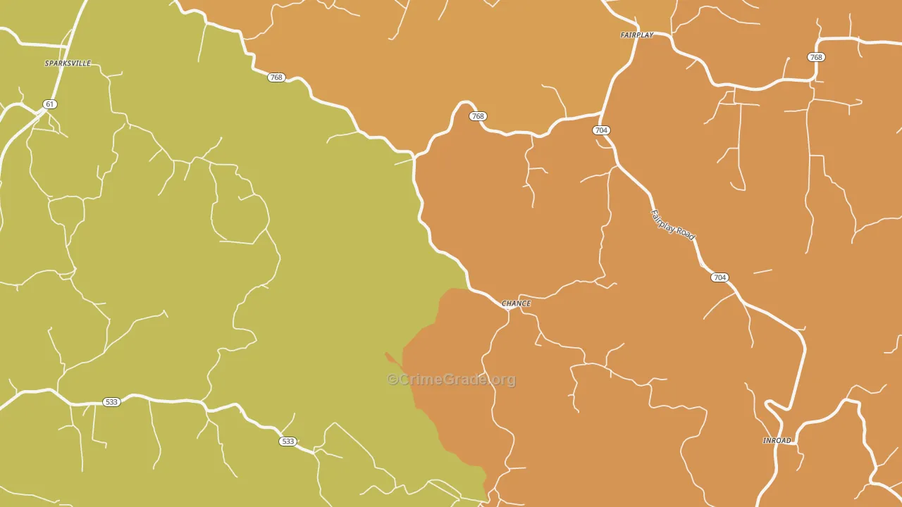 Chance, KY Map of Murder Rates