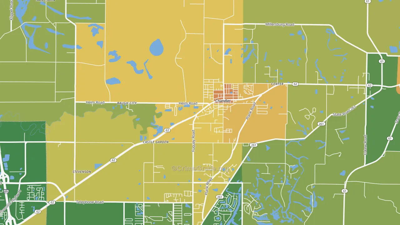 Chandler, IN Map of Murder Rates
