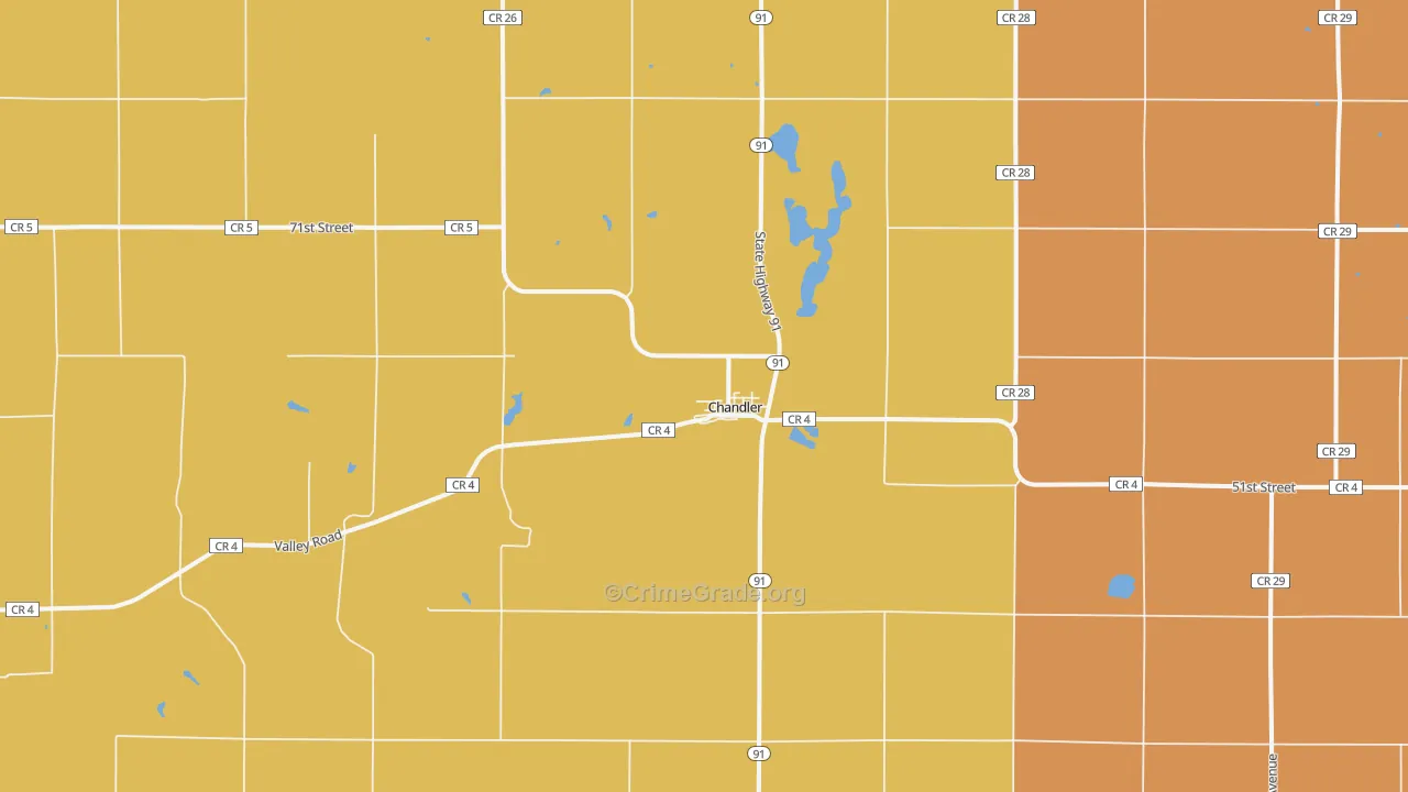 Chandler, MN Map of Murder Rates
