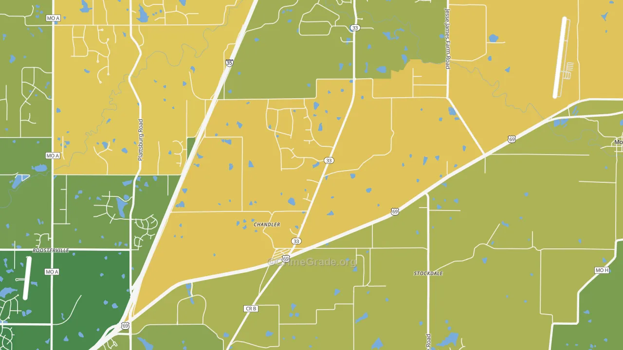 Chandler, MO Map of Murder Rates