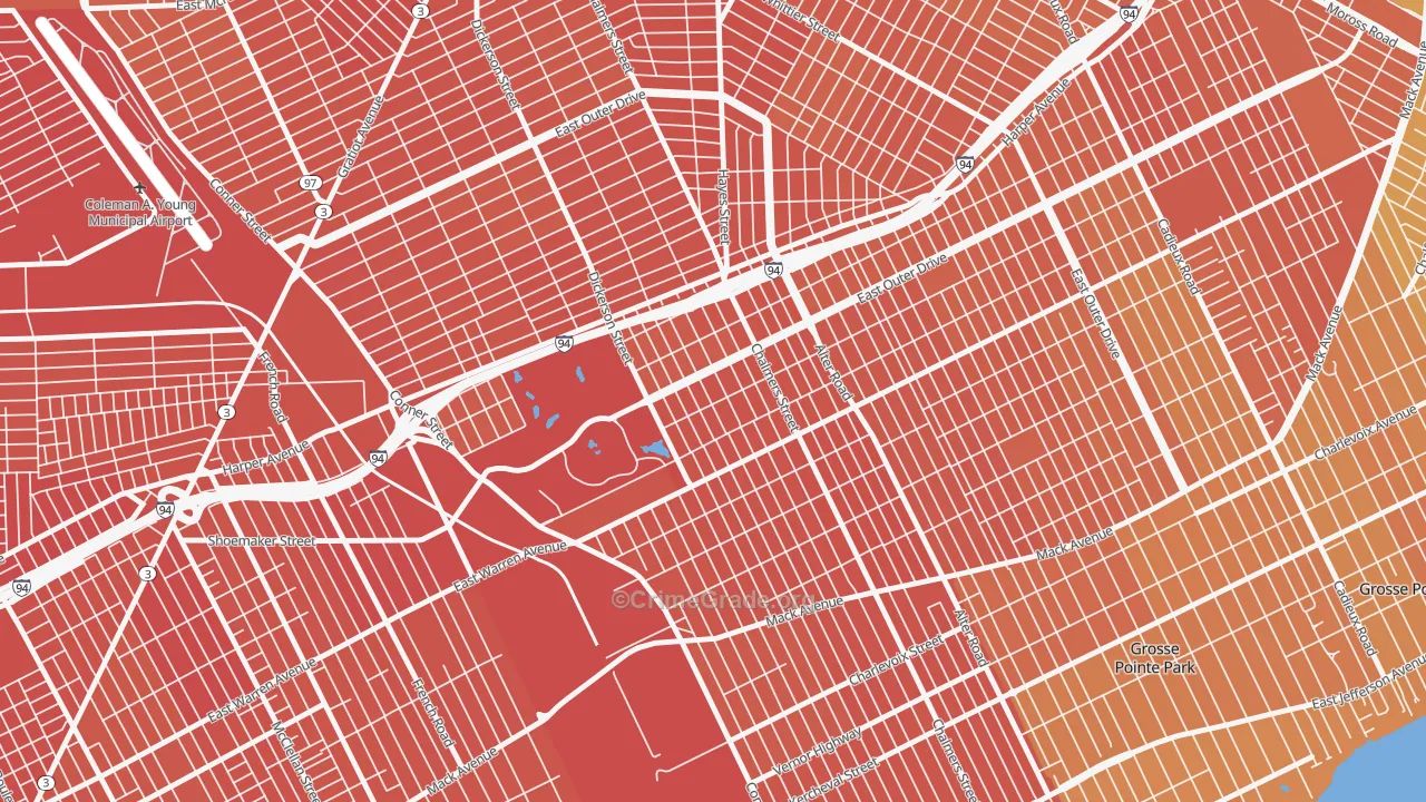 Chandler Park, Detroit, MI Map of Murder Rates