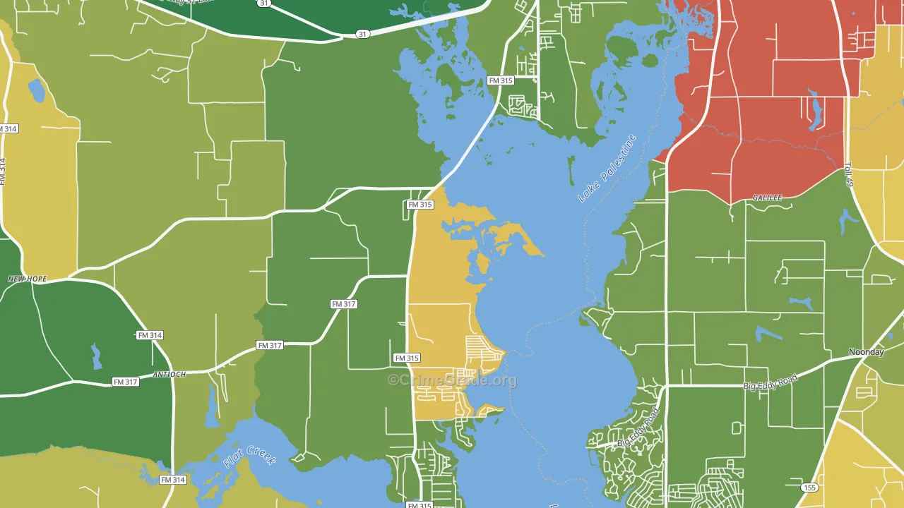 Chandler, TX Map of Murder Rates