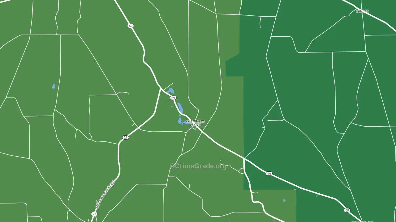 Chandlers Valley, PA Map of Murder Rates