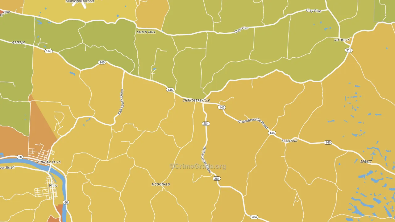 Chandlersville, OH Map of Murder Rates