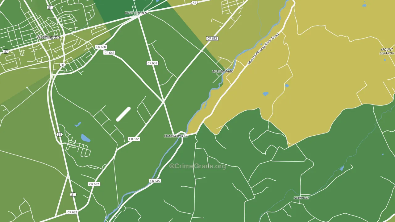 Changewater, NJ Map of Murder Rates