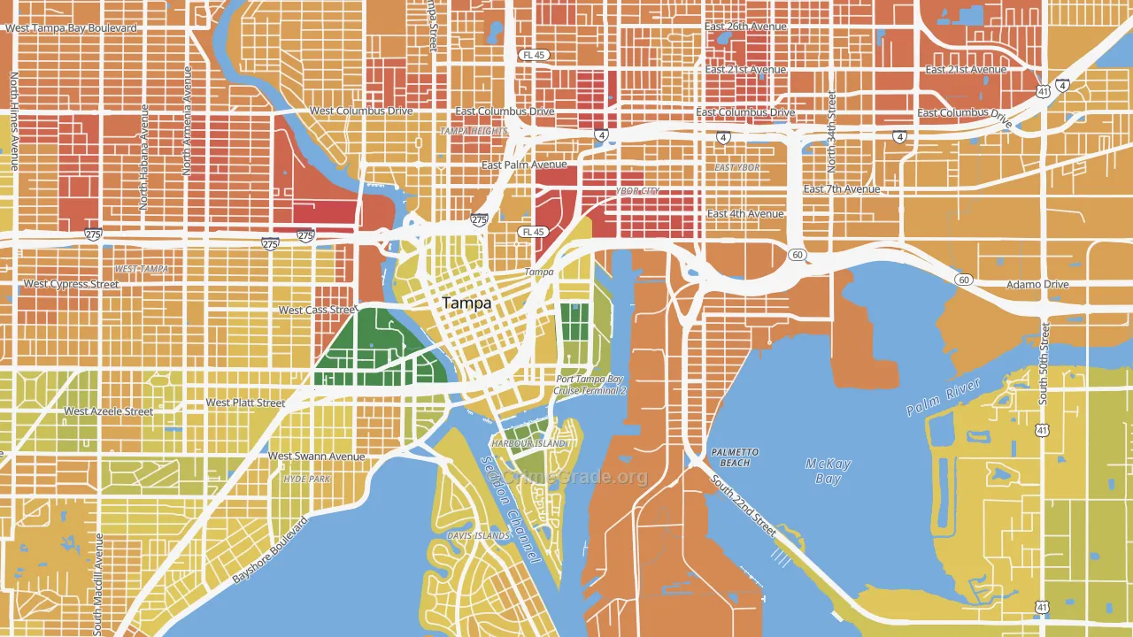 Channelside, Tampa, FL Map of Murder Rates