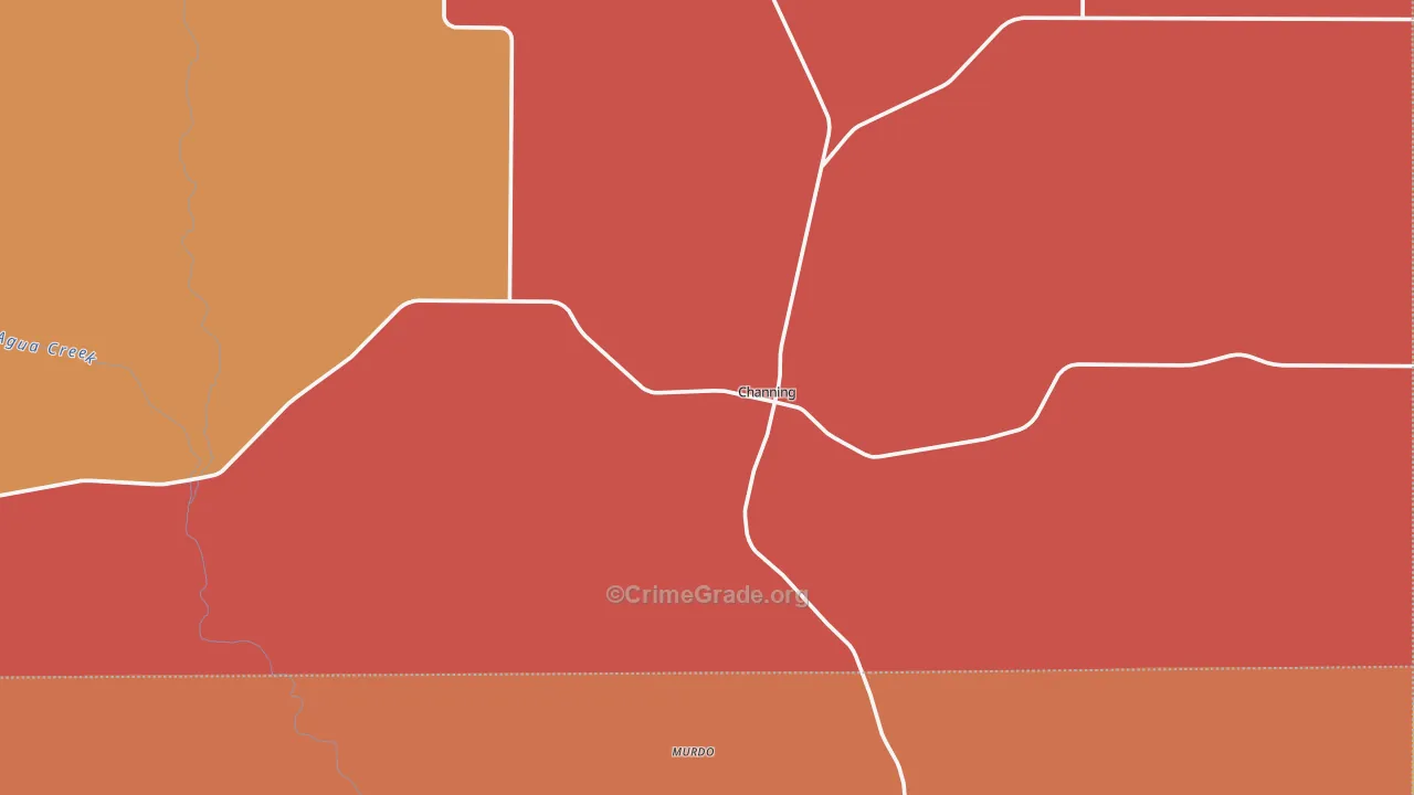 Channing, TX Map of Murder Rates