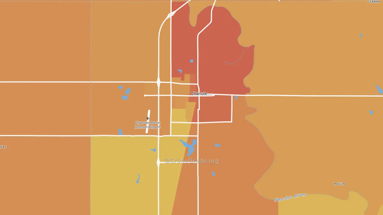 Chanute, KS Map of Murder Rates