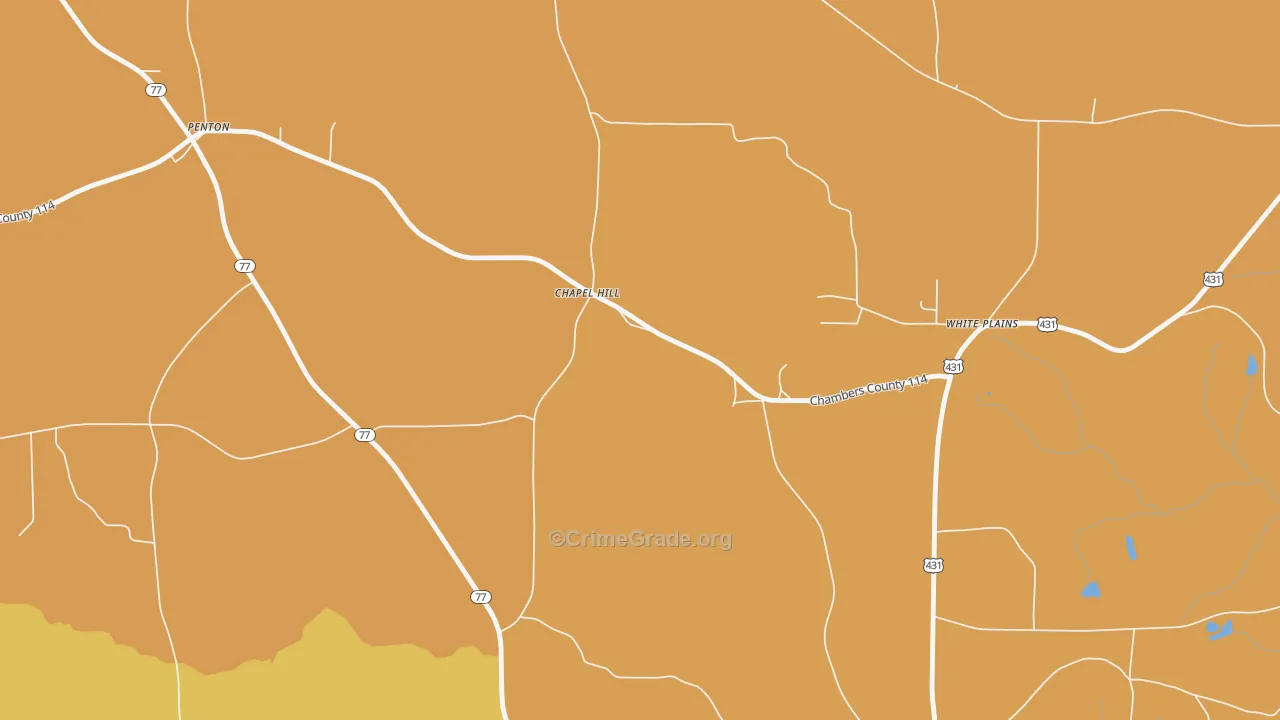 Chapel Hill, AL Map of Murder Rates