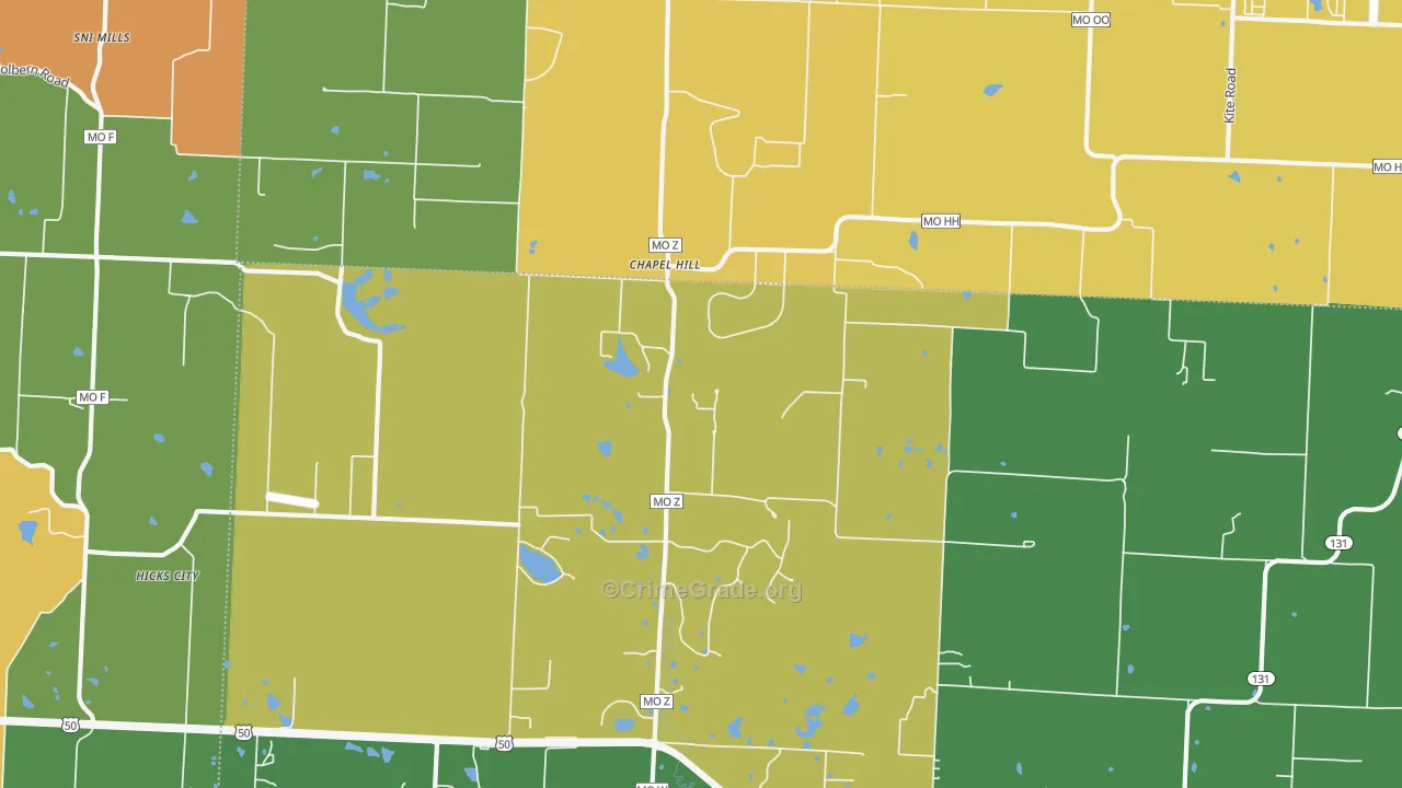 Chapel Hill, MO Map of Murder Rates