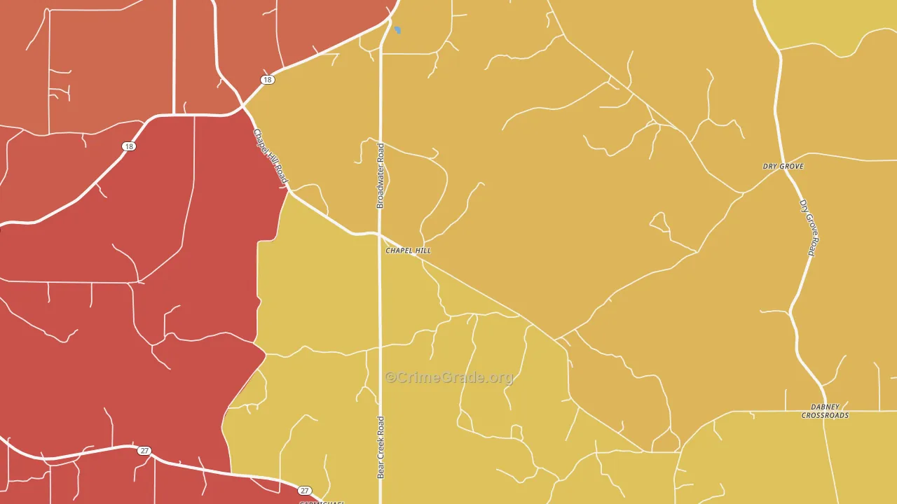 Chapel Hill, MS Map of Murder Rates
