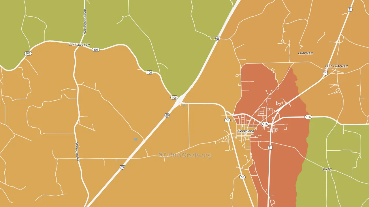 Chapman, AL Map of Murder Rates