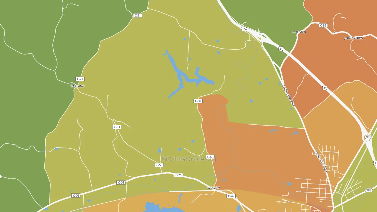 Chapmans, OH Map of Murder Rates